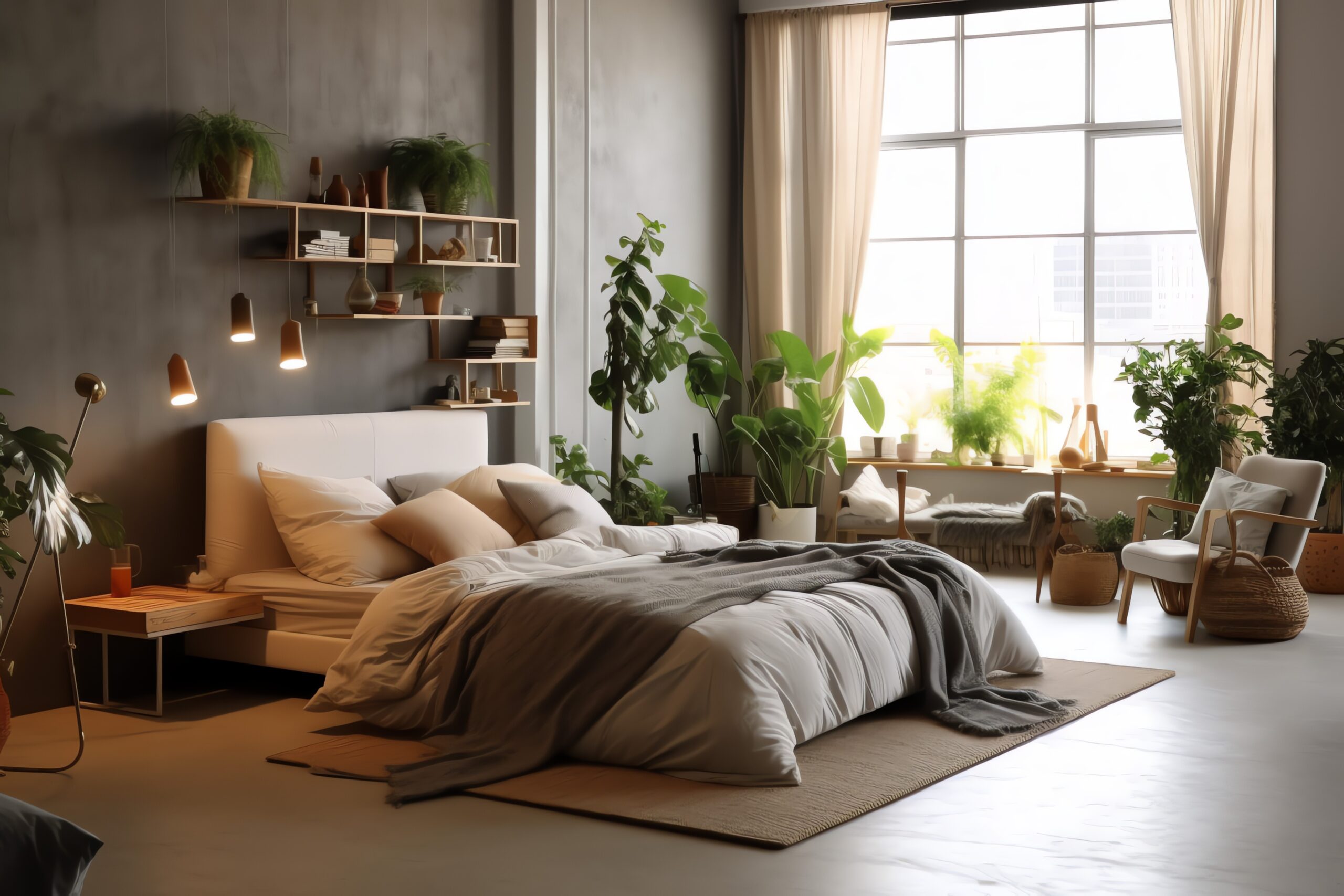 Premium home textile living room with elegant curtains, cushions and decor by Andwani Exports