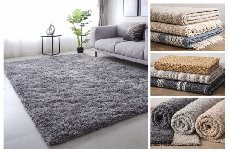 Premium rugs and carpets collection featuring elegant area rugs, stylish doormats and soft plush carpets in a modern living room